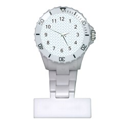 Chevrons Bleu Clair/blanc Plastic Nurses Watch by kcreatif