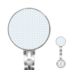 Chevrons Bleu Clair/blanc Stainless Steel Nurses Watch by kcreatif