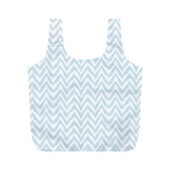 Chevrons Bleu Clair/blanc Full Print Recycle Bag (m) by kcreatif