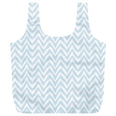 Chevrons Bleu Clair/blanc Full Print Recycle Bag (xl) by kcreatif