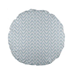 Chevrons Bleu Clair/blanc Standard 15  Premium Flano Round Cushions by kcreatif