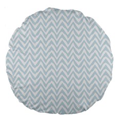 Chevrons Bleu Clair/blanc Large 18  Premium Flano Round Cushions by kcreatif