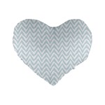 Chevrons Bleu clair/Blanc Standard 16  Premium Flano Heart Shape Cushions Front