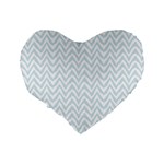 Chevrons Bleu clair/Blanc Standard 16  Premium Flano Heart Shape Cushions Back