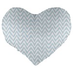 Chevrons Bleu clair/Blanc Large 19  Premium Flano Heart Shape Cushions Back