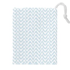 Chevrons Bleu Clair/blanc Drawstring Pouch (5xl) by kcreatif