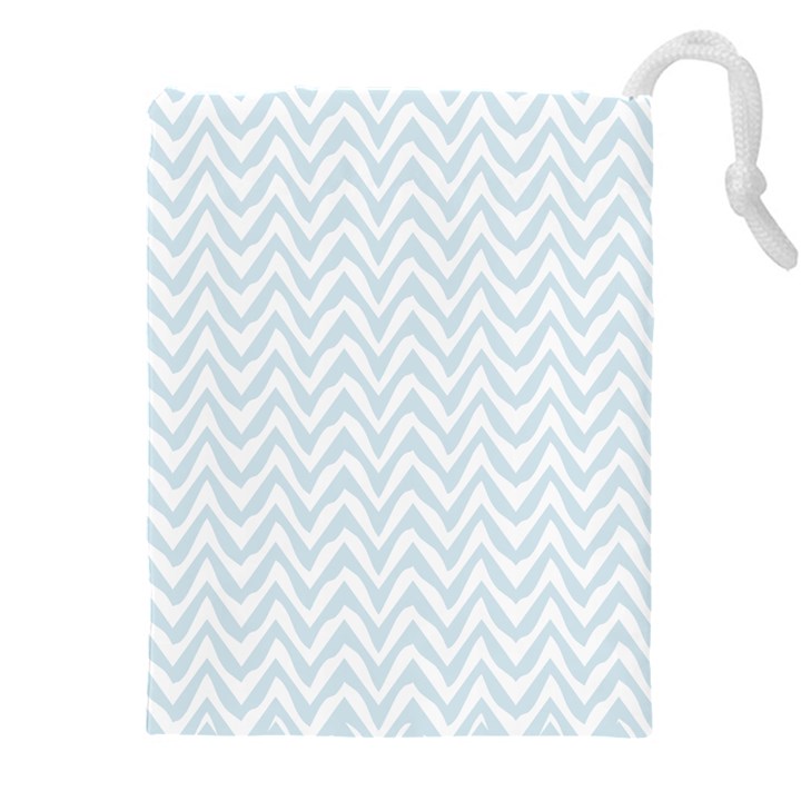 Chevrons Bleu clair/Blanc Drawstring Pouch (5XL)