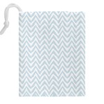 Chevrons Bleu clair/Blanc Drawstring Pouch (5XL) Back