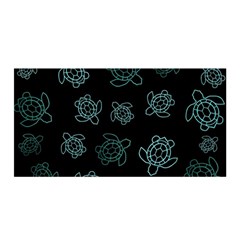 Blue Turtles On Black Satin Wrap