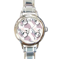 Tropical Floral Pattern Round Italian Charm Watch by designsbymallika