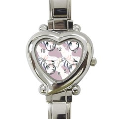 Tropical Floral Pattern Heart Italian Charm Watch by designsbymallika