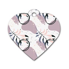 Tropical Floral Pattern Dog Tag Heart (two Sides) by designsbymallika