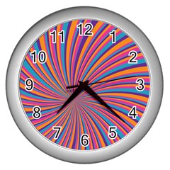 Psychedelic Groovy Pattern 2 Wall Clock (silver) by designsbymallika