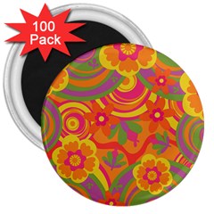 Geometric Floral Pattern 3  Magnets (100 Pack) by designsbymallika