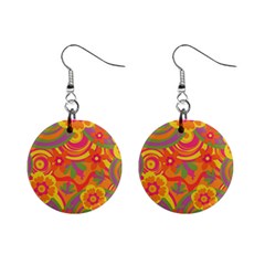 Geometric Floral Pattern Mini Button Earrings by designsbymallika