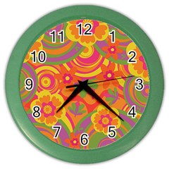 Geometric Floral Pattern Color Wall Clock by designsbymallika