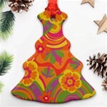 Geometric Floral Pattern Christmas Tree Ornament (Two Sides) Back