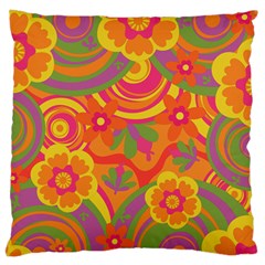 Geometric Floral Pattern Large Cushion Case (two Sides) by designsbymallika