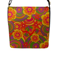 Geometric Floral Pattern Flap Closure Messenger Bag (l) by designsbymallika