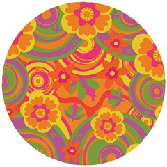 Geometric Floral Pattern Wooden Puzzle Round by designsbymallika