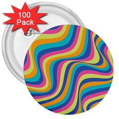 Psychedelic Groocy Pattern 3  Buttons (100 Pack)  by designsbymallika