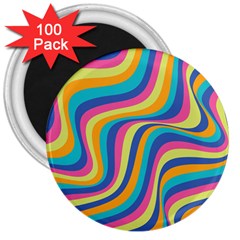 Psychedelic Groocy Pattern 3  Magnets (100 Pack) by designsbymallika