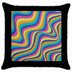 Psychedelic Groocy Pattern Throw Pillow Case (black) by designsbymallika