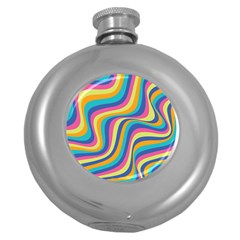 Psychedelic Groocy Pattern Round Hip Flask (5 Oz) by designsbymallika