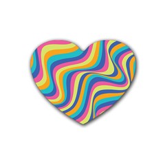 Psychedelic Groocy Pattern Rubber Coaster (heart)  by designsbymallika