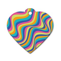 Psychedelic Groocy Pattern Dog Tag Heart (one Side) by designsbymallika