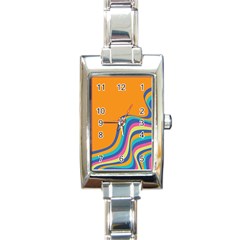 Psychedelic-groovy-pattern Rectangle Italian Charm Watch by designsbymallika