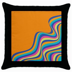 Psychedelic-groovy-pattern Throw Pillow Case (black) by designsbymallika