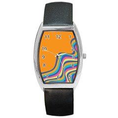 Psychedelic-groovy-pattern Barrel Style Metal Watch by designsbymallika