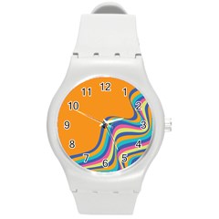 Psychedelic-groovy-pattern Round Plastic Sport Watch (m) by designsbymallika