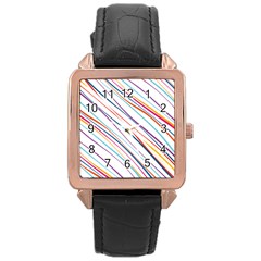 Beautiful Stripes Rose Gold Leather Watch  by designsbymallika