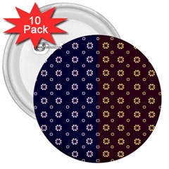 Baatik Print 3  Buttons (10 Pack)  by designsbymallika