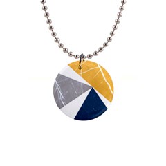 Abstrait Triangles Jaune/bleu/gris 1  Button Necklace by kcreatif