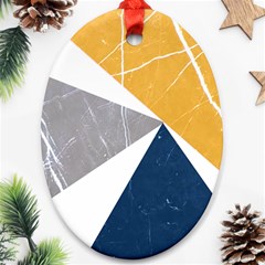 Abstrait Triangles Jaune/bleu/gris Oval Ornament (two Sides) by kcreatif