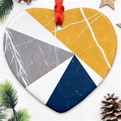 Abstrait Triangles Jaune/bleu/gris Heart Ornament (two Sides) by kcreatif