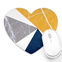 Abstrait Triangles Jaune/bleu/gris Heart Mousepads by kcreatif