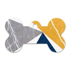 Abstrait Triangles Jaune/bleu/gris Dog Tag Bone (one Side) by kcreatif