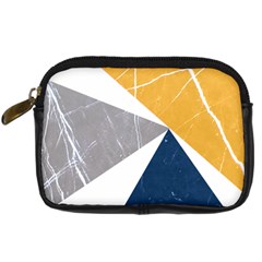 Abstrait Triangles Jaune/bleu/gris Digital Camera Leather Case by kcreatif