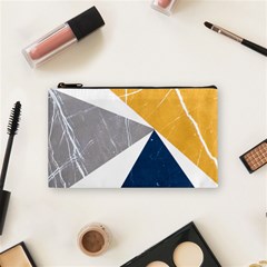 Abstrait Triangles Jaune/bleu/gris Cosmetic Bag (small) by kcreatif