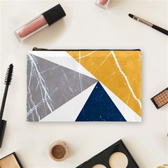 Abstrait Triangles Jaune/bleu/gris Cosmetic Bag (medium) by kcreatif