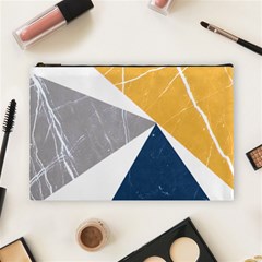 Abstrait Triangles Jaune/bleu/gris Cosmetic Bag (large) by kcreatif