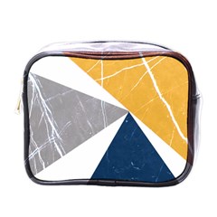 Abstrait Triangles Jaune/bleu/gris Mini Toiletries Bag (one Side) by kcreatif