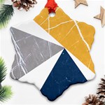 Abstrait triangles Jaune/Bleu/Gris Snowflake Ornament (Two Sides) Front