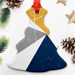 Abstrait Triangles Jaune/bleu/gris Christmas Tree Ornament (two Sides) by kcreatif