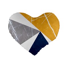 Abstrait Triangles Jaune/bleu/gris Standard 16  Premium Heart Shape Cushions by kcreatif