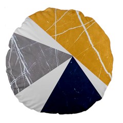 Abstrait Triangles Jaune/bleu/gris Large 18  Premium Flano Round Cushions by kcreatif